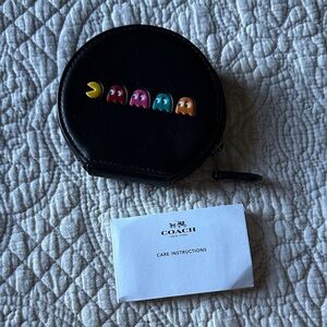 Coach Black glovetanned leather Pac-Man Coin Pouch